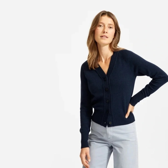 Everlane The ReCashmere Varsity Cardigan Heathered Ink XXS - Picture 1 of 11